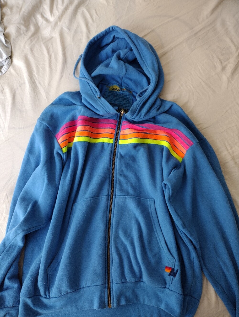 Aviator Nation 5 Stripe Zip Hoodie XL